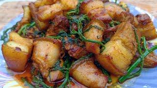 Pork fry with fiddlehead fern  Pork with Dhekia xaak  Northeast Pork Recipes 