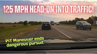 Mazda pursuit 125MPH HEAD-ON into Interstate traffic - Arkansas State Police perform PIT Maneuver