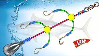 Metode Cara membuat Rangkaian pancing dasaran 4 mata kail