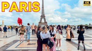 Paris France  - Paris 2024 Sunny Day at the EIFFEL TOWER  Paris Walk 4K  ▶1h