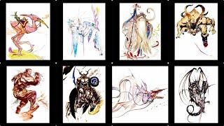 FINAL FANTASY III - ALL SUMMON ATTACKS Chocobo Shiva Ramuh Ifrit Titan Odin Levi Bahamut