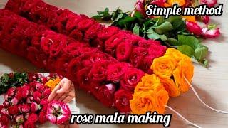 rose malaiரோஜா பூ மாலை ரொம்ப ஈசியாக ரெடி பண்ணலாம்poo malai