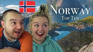 Top 10 Places To Visit In Norway  AMERICAN COUPLE REACTION