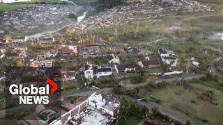 South Africa tornado Drone video shows damage after twister rips through Durban town