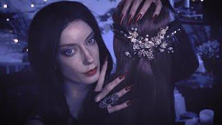 ASMR Morticia Addams Styles Your Hair AGAIN  Hair Brushing Personal Attention