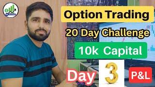 Day 3 P&L  Option trading challenge for 20 days  using 10k capital  option trading in sensex