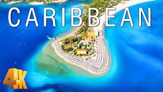 FLYING OVER CARIBBEAN SEA 4K UHD - Peaceful Piano Music & Amazing Beautiful Nature Scenery For TV