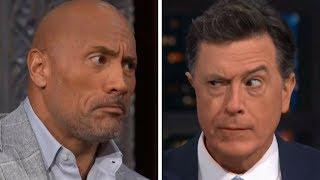 AWKWARD Stephen Colbert Interview w Dwayne The Rock Johnson