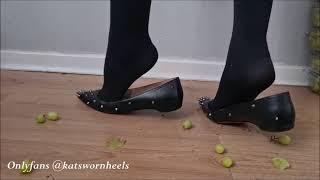 ASMR Louboutin Spiked Flats Grape Crushing Walkover pop