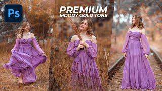 Premium Gold Color Grading in Photoshop  Moody Color Grading Photoshop