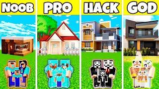 Minecraft Battle Family NEW Prime House Build Challenge - Noob Vs Pro Vs Hacker Vs God