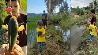 Ngabuburit sambil mancing ikan wader bersama anak