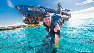 Exploring Abandon GHOST SHIP Trapped on CORAL REEF Belize