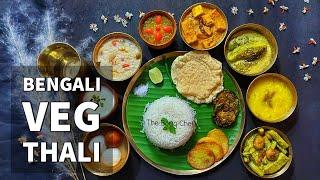 Bengali Veg Thali - Durga Puja Special Veg Thali - Bengali Niramish Thali Recipe - Bengali Thali