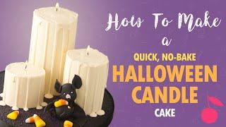 No Bake Quick Halloween Candle Cake Tutorial  How To  Bat Cake  Cherry School