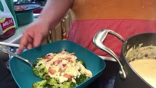 Chicken Mushroom Alfredo over Broccoli Video 2