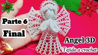 ANGEL 3D  TEJIDO A CROCHET CON HILO DE BORDAR A MÁQUINA. ● VIDEO 6 FINAL