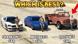 GTA 5 ONLINE  FRANKLIN VS MICHAEL VS TREVOR WHICH IS BEST MAIN CHARACTERS CAR?