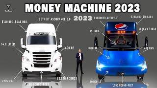 Freightliner Diesel Truck Vs. Tesla Electric Semi? Insane Battle 2023 Heavy Trucks Who is win?