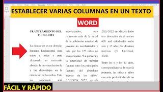 Cómo establecer VARIAS COLUMNAS en un TEXTO en WORD