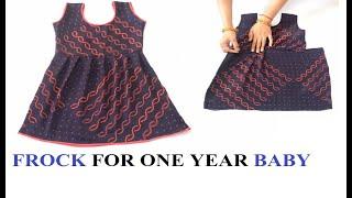 Simple and Stylish Frock for 1 year baby  How to make frock for 1 year baby  cutting and stitching