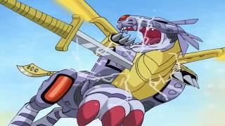 Digimon adventure WarGreymon and MetalGarurumon vs dark master