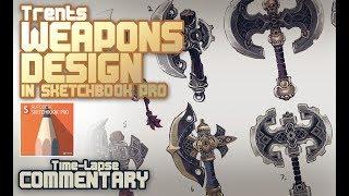 Weapon Design concept art with Sketchbook Pro Symmetry tool tutorial