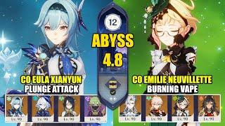 C0 Eula Xianyun Plunge Attack & C0 Emilie Burning Vape  Spiral Abyss 4.8  Genshin Impact 【原神】