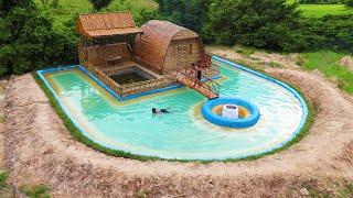 200 Days We Build Modern Bamboo Resort House  Fish Pond  Swimming Pool & Fire Pits For Cooking