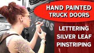 Hand Painted truck doors Pinstriping Lettering & Silver leaf