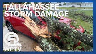 Storm damages cars homes in Tallahassee