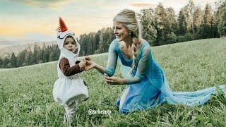 Mom & Son Dress as Elsa & Olaf from Frozen for Halloween