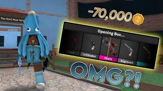 UNBOXING MM2 WEAPON BOXES WITH 70K+ COINS Murder Mystery 2