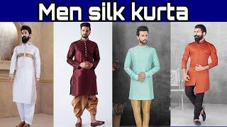 Designer silk kurta collection for menLatest gents raw silk kurta pajama