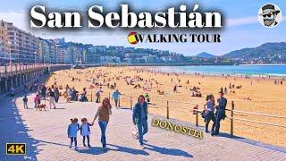 Exploring San Sebastian the Most Expensive City of Spain  Relaxing Walking Tour in 4K Donostia