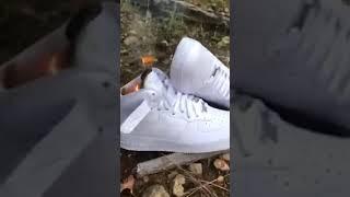 Burning NEW Nike Air Force Ones Totally destroyed