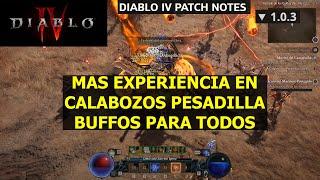 Diablo 4 parche 1.0.3 Mas experiencia y buffos para todos