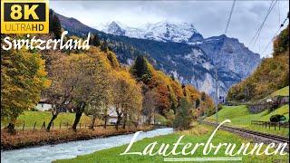  8K  LAUTERBRUNNEN Village Switzerland  A Paradise on Earth  Walk Tour  8K UHD Video