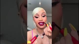 Cardi B trying on different lipstick colours from NYX cosmetics on TikTok #cardib #explore