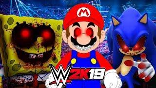 SPONGEBOB.EXE vs MARIO.EXE vs SONIC.EXE  WWE 2K19 Gameplay