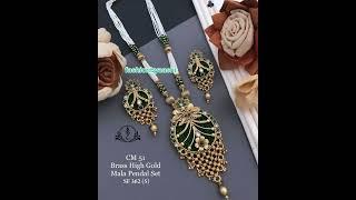designer Gold mala pendent  with earrings @fashionbyaashi #short #youtubeshorts #goldjewellery #new