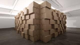 Zimoun  294 prepared dc-motors cork balls cardboard boxes 41x41x41 cm 2012