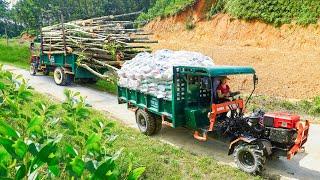 Use Truck Transport Livestock Feed - Transporting Firewood. Truck Driver Girl  Daily Farm