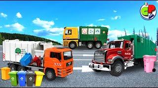 Camion della spazzatura e il vero lavoro di attrezzature speciali  Video con giocattoli per bambini