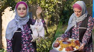 WEDDGING STYLE Cooking of Persian Barberry Rice with Chicken  ZERESHK POLO MORGH  Rural Cuisine