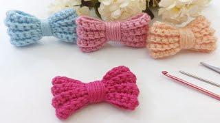 تعليم الكروشيةكروشية فيونكة سهله وبسيطه للمبتدئينرائعه جدا للتزيين crochet easy bow #افكار_مورى