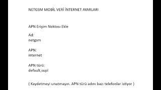 NETGSM Mobil Veri İnternet Ayarları