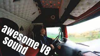 #35 Best Scania sound ever Scania R500 with open pipe. Amazing V8 sound