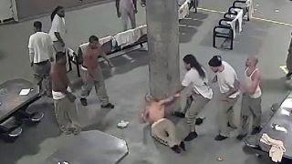 Warning graphic video Violent prison brawl caught on tape
