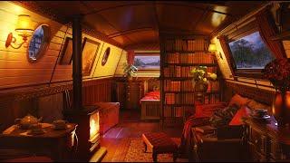 Houseboat Ambience - Gentle Rain Sounds Indoors for Sleep Studying and Relaxation  3 Hours